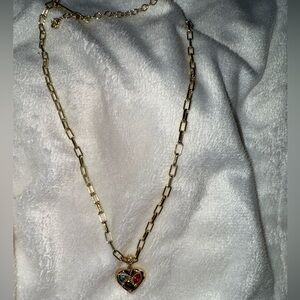 Kendra Scott Gold Necklace with Multicolor Heart Pendant